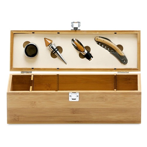 Box NoirWine Vinho 4 Peças em Bambu