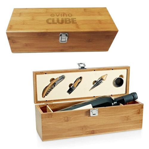 Box NoirWine Vinho 4 Peças em Bambu