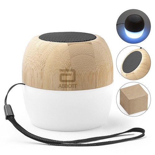Caixa de Som Candeia em Bambu com Luz LED