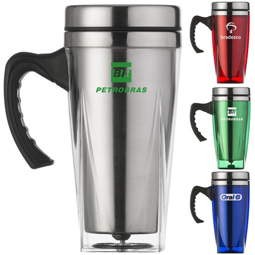 Caneca de Inox e Acrílico Quadra-Steel 450