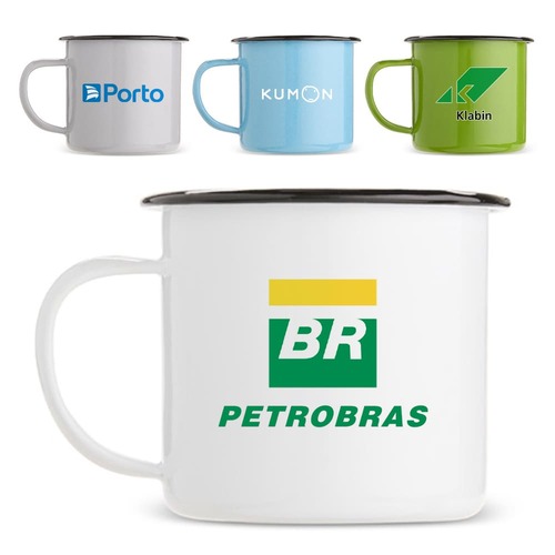 Caneca Retrô Solid Esmaltada Inox 370ml
