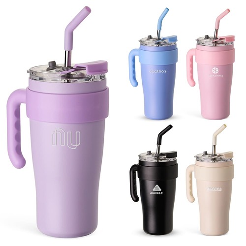 Caneca Térmica 800ml com Canudo Cold Inox