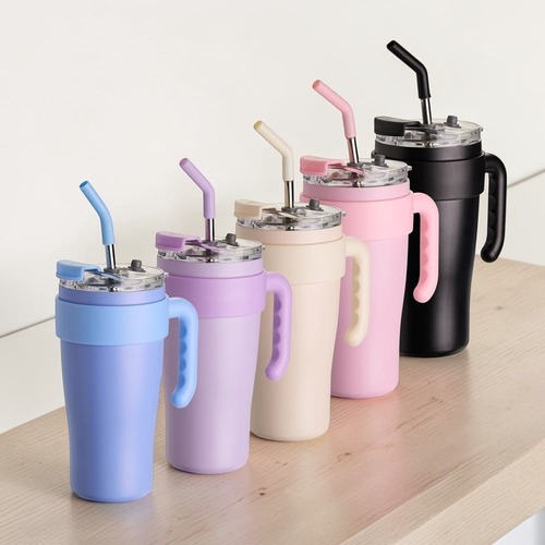 Caneca Térmica 800ml com Canudo Cold Inox