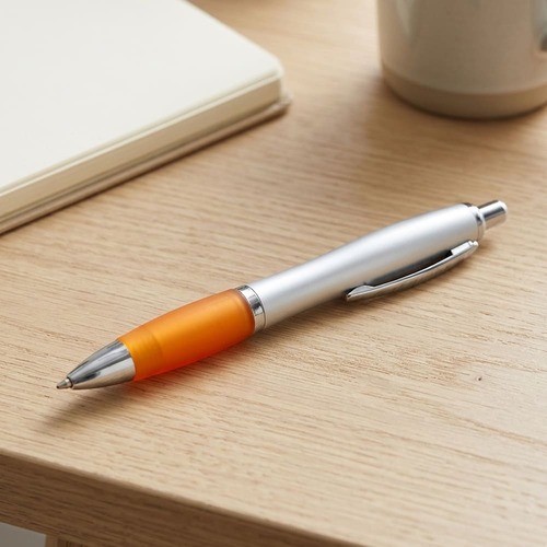 Caneta Marco Elite Cinza com Grip Colorido