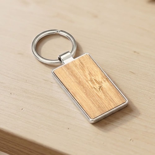 Chaveiro Eco-Retangular Bamboo Slate