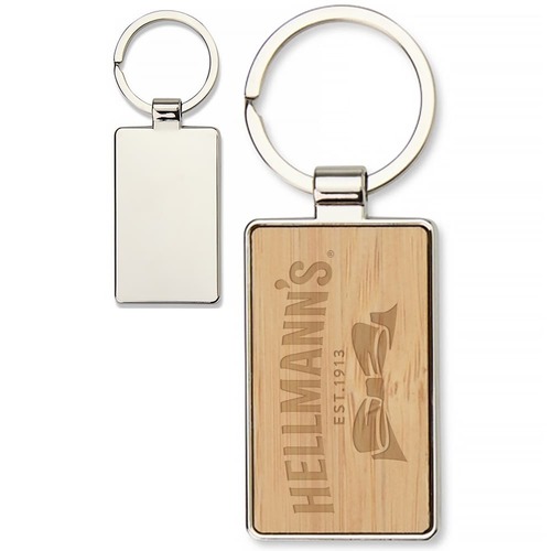 Chaveiro Eco-Retangular Bamboo Slate