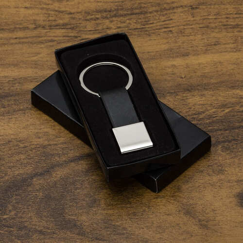 Chaveiro KeyLoop Quadrado Couro e Metal