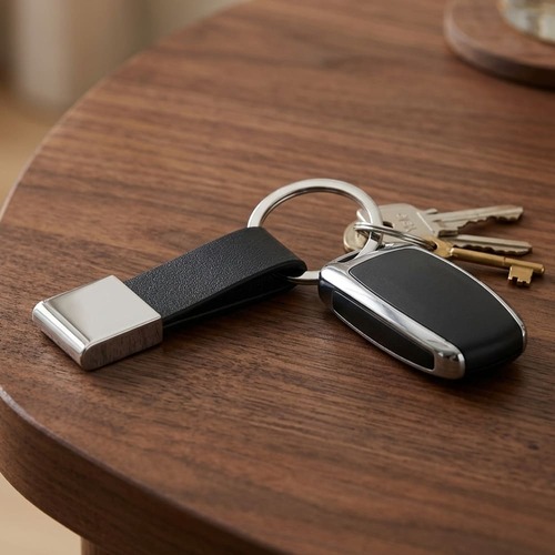 Chaveiro KeyLoop Quadrado Couro e Metal