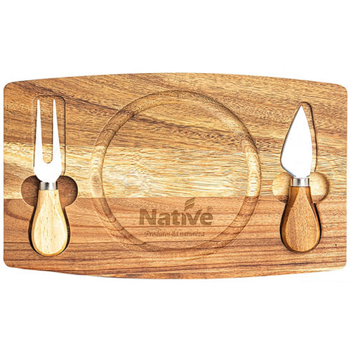 Conjunto Degusta Cheese de 3 Peças com Tábua