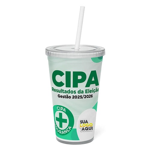Copo Premium Parede Dupla Canudo Biodegradável 540ml