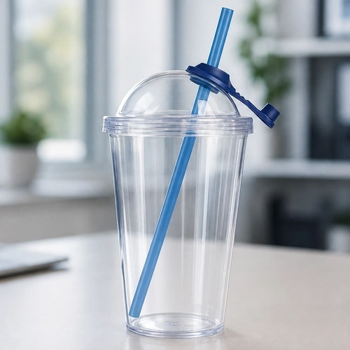 Copo Sunshine Transparente com Canudo 600ml