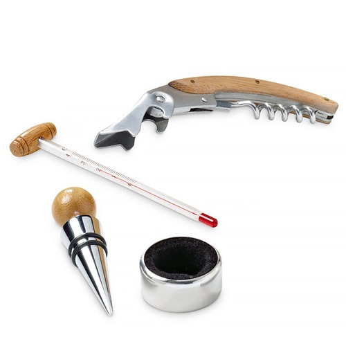 Estojo SelectWine Vinho 4 Peças Bambu