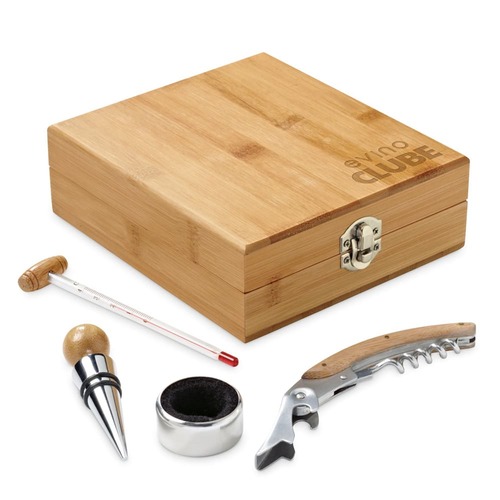 Estojo SelectWine Vinho 4 Peças Bambu