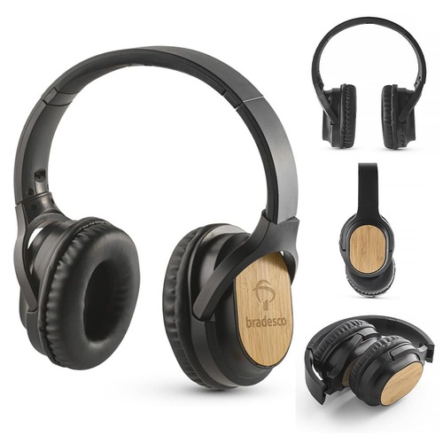 Fone de Ouvido Over-Ear Arco em Bambu Dobrável