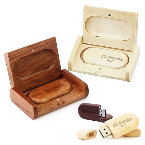 Kit Pen Drive Egg de Bambu com Estojo