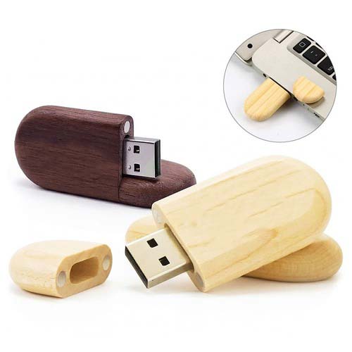 Kit Pen Drive Egg de Bambu com Estojo