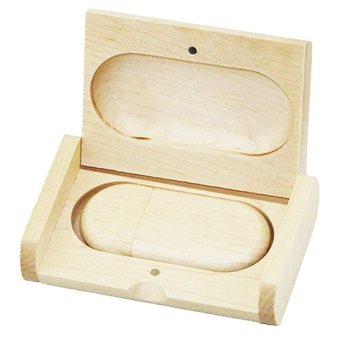 Kit Pen Drive Egg de Bambu com Estojo