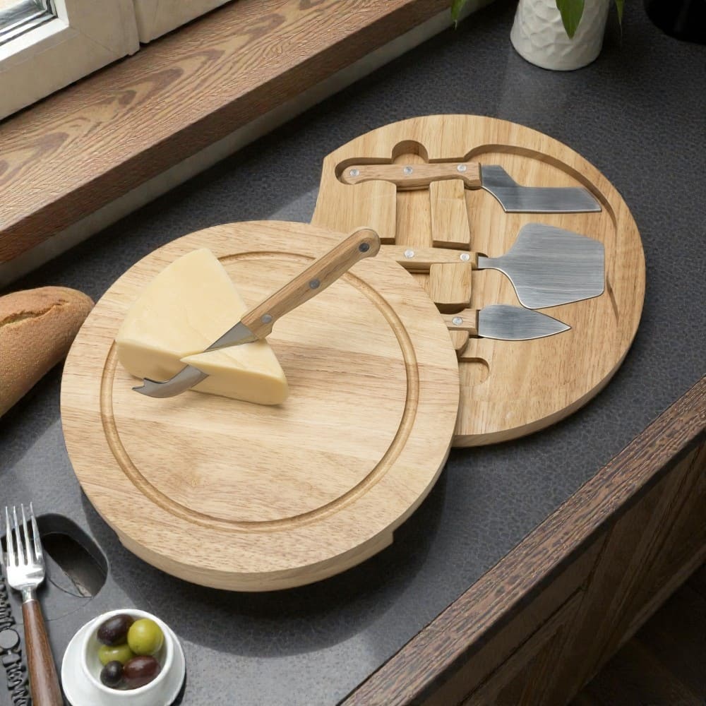 Kit Queijo Tábua Bambu 5 Peças