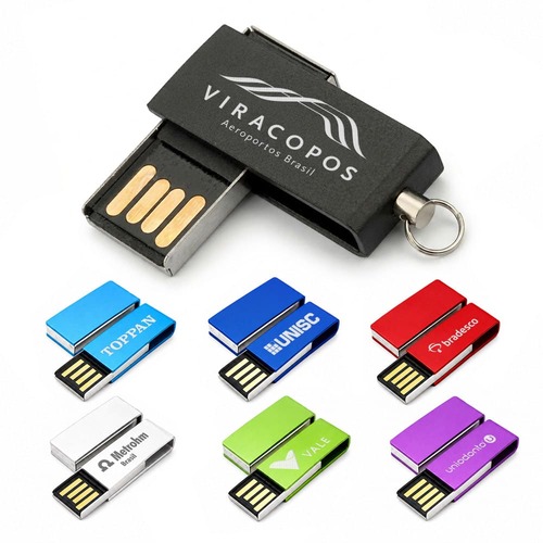 Mini Pen Drive Color Fly Giratório de Metal