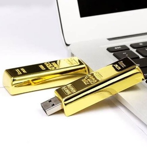 Pen Drive Barra de Ouro Retrátil 4GB