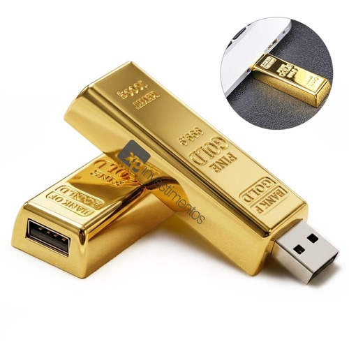 Pen Drive Barra de Ouro Retrátil 4GB