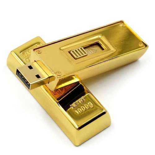 Pen Drive Barra de Ouro Retrátil 4GB