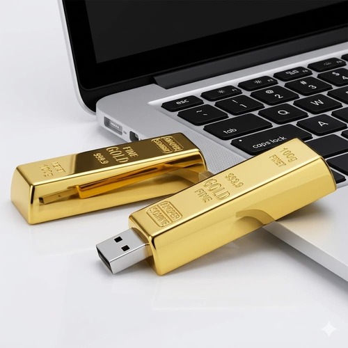 Pen Drive Barra de Ouro Retrátil 4GB