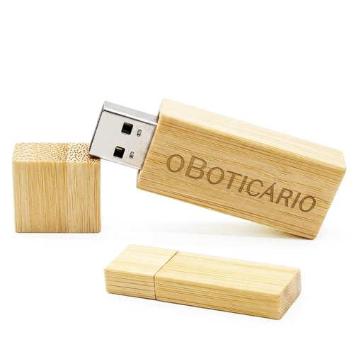 Pen Drive de Bambu Retangular 4GB