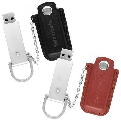 Pen Drive Metal Silvan com Capinha de Couro 4GB