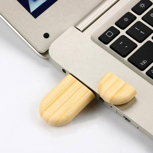 Pen Drive Oval de Bambu Bottom