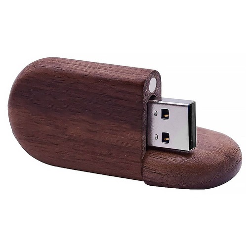 Pen Drive Oval de Bambu Bottom