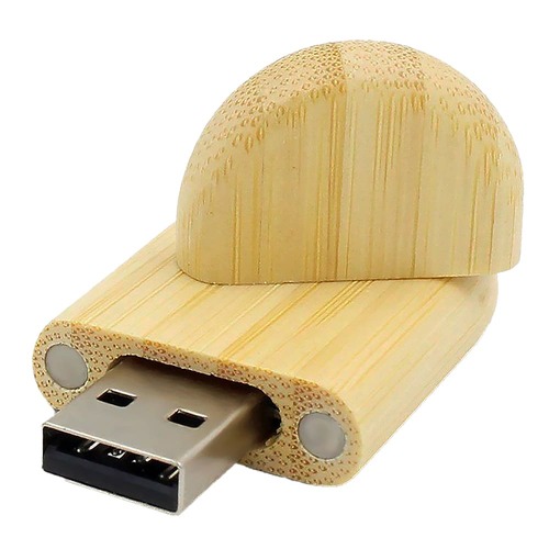 Pen Drive Oval de Bambu Bottom