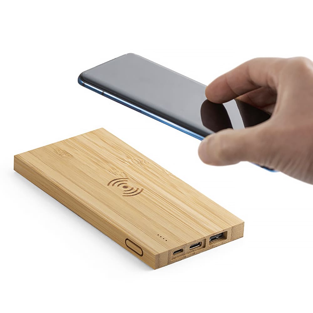Power Bank Ciclo em Bambu com Carga por Indução