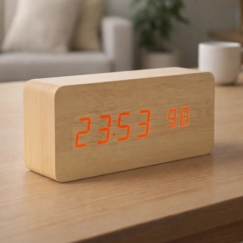 Relógio Display LED Wood Bis