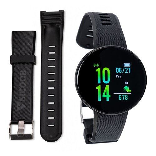 Smartwatch Ônix com Pulseira Emborrachada Personalizado